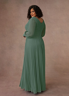Azazie Zina Mother of the Bride Dresses Eucalyptus A-Line Pleated Chiffon Dress image10