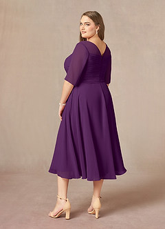 Azazie Naomi Mother of the Bride Dresses Grape A-Line Boatneck Pleated Chiffon Dress image13