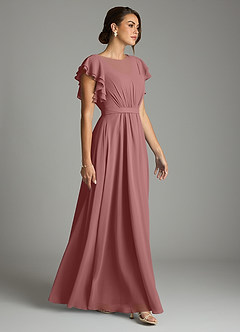 Azazie Daphne Modest Bridesmaid Dresses A-Line Ruffled Chiffon Floor-Length Dress image4
