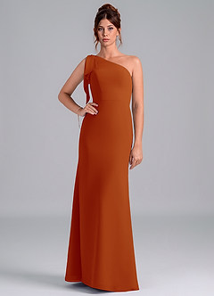 Azazie Rinna Bridesmaid Dresses Paprika Mermaid One Shoulder Chiffon Dress image1