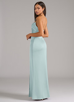Azazie Marla Bridesmaid Dresses Mist Sheath Strapless Stretch Satin Convertible Dress image5