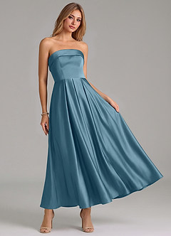 Azazie Lucienne Brudtärnklänningar Klä av A-Linje i Stretch Satin Plisserad Bermuda image7