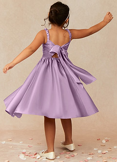 Azazie Cutie Pie Flower Girl Dresses Wisteria A-Line Pleated Matte Satin Dress image2