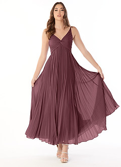 Azazie Raychelle Bridesmaid Dresses Sangria A-Line V-Neck Chiffon Dress image2
