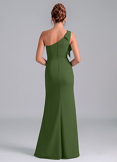 Azazie Rinna Jurken voor bruidsmeisjes Jurk van Chiffon met Zeemeermin One-Shoulder Olijf image2