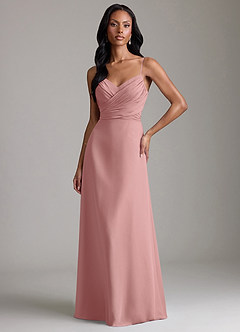 Azazie Kali Bridesmaid Dresses Dusty Rose A-Line Pleated Chiffon Dress image1
