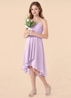 Azazie Mariam Junior Jurk van Chiffon met A-Lijn Geplooid Frosted Lila image3
