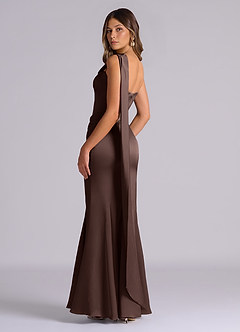 Azazie Inara Bridesmaid Dresses Ganache Mermaid Pleated Stretch Satin Dress image6