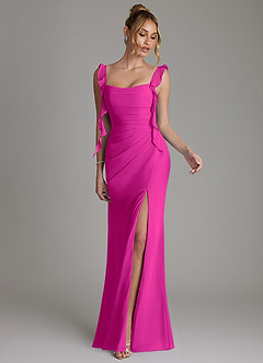 Azazie Jessamine Bridesmaid Dresses Fuchsia Mermaid Corset Chiffon Dress image4