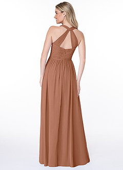 Azazie Jaclyn Bridesmaid Dresses Bronzer A-Line Pleated Chiffon Dress image2