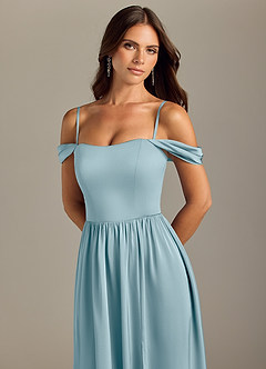Azazie Calianna Bridesmaid Dresses Moody Blue A-Line Off the Shoulder Stretch Satin Convertible Dress image3