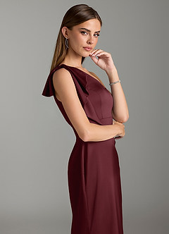 Azazie Rinna Bridesmaid Dresses Cabernet Mermaid Ruched Stretch Satin Dress image6