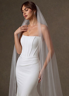 front Minimalist Raw-Edge Cathedral Bridal Veil