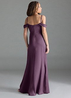 Azazie Amyra Junior Plum Sheath Off the Shoulder Stretch Satin Dress image5