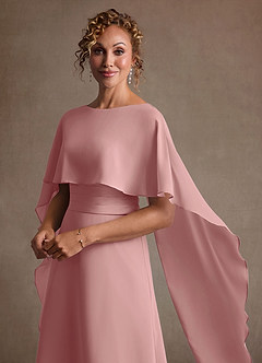 Azazie Marilla Mère de la mariée Robes Robe Trapèze en Mousseline de soie Plissé Rose Poussiéreuse image8