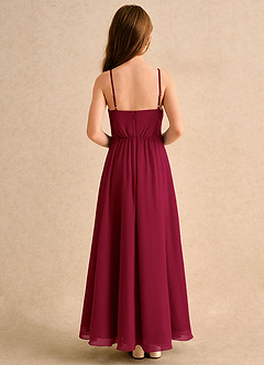 Azazie Twilight Dance Girls Formal Flower Girl Dresses Burgundy A-Line Pleated Chiffon Dress image2