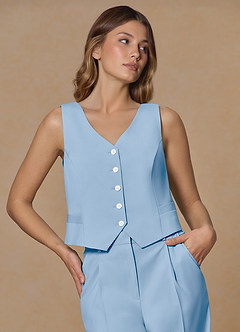front Rowan Sky Blue Refined Weave Performance vest