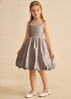 Azazie Nirvana Robe Demoiselle D'honneur Fillette Robe Princesse en Mat Satiné Rayé Taupe image5