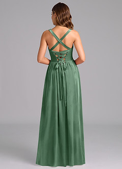 Azazie Francis Robes de demoiselle d'honneur Robe Trapèze en velours Corset Eucalyptus image5