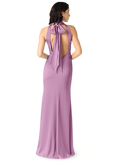 Azazie x Delaney Robes de demoiselle d'honneur Robe Fourreau en Satin extensible Col Haut Glycine image4