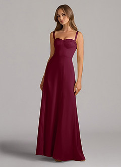 Azazie Amaris Final Sale Mulberry A-Line Corset Stretch Satin Dress image2