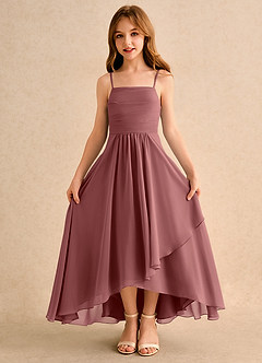 Azazie Twilight Dance Girls Formal vestidos de niña de las flores Vestido de Amatista de Gasa de Corte en A con Plisado image6