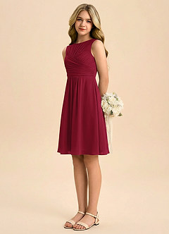 Azazie Skyla Junior Klä av A-Line i Chiffong Plisserad image4