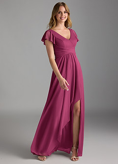 Azazie Omari Bridesmaid Dresses Mulberry A-Line Mesh Dress image2
