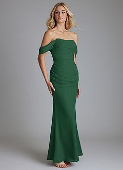 Azazie Luiza Brudtärnklänningar Klä av Sjöjungfru i Chiffong Av axeln Mörkgrön image4