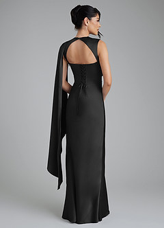 Azazie Taj Robes de demoiselle d'honneur Robe Sirène en Satin extensible Corset Noir image7