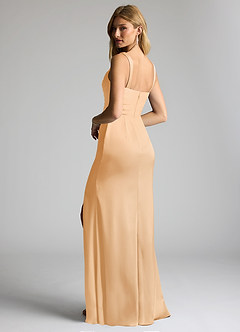 Azazie Elida Brautjungfernkleider Etui Plissee Stretch-Satin Kleid Gold image2