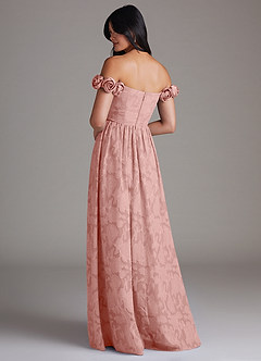 Azazie Autumn Robes de demoiselle d'honneur Robe Trapèze Convertible en Blumen-Burnout Épaule décolletée Rosette image3