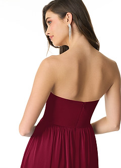 Azazie Morana Bridesmaid Dresses Burgundy A-Line Off the Shoulder Stretch Satin Convertible Dress image8