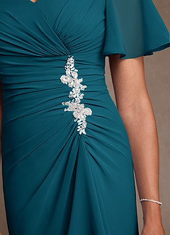 Azazie Suffolk Mother of the Bride Dresses Ink Blue A-Line Pleated Chiffon Dress image5