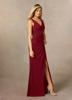 Azazie Winona Mother of the Bride Dresses Burgundy Mermaid Sequins Mesh Dress image2
