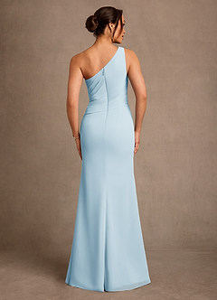 Azazie Floy Mother of the Bride Dresses Sky Blue Sheath One Shoulder Chiffon Dress image3