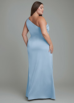 Azazie Akilah Robes de demoiselle d'honneur Robe Sirène en Satin extensible Asymétrique Poudre Bleue image9