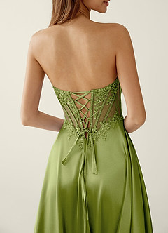 Zuri Basil Satin Wrap Beaing Corset A-line Prom Dress image3