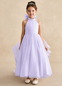 Azazie Bev Flower Girl Dresses Lilac A-Line Convertible Tulle Dress image3