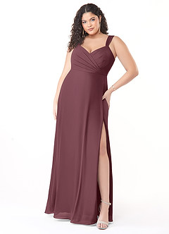 Azazie Nahrin Bridesmaid Dresses Sangria A-Line V-Neck Pleated Chiffon Dress image7