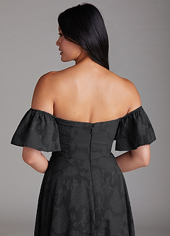 Azazie Sue Vestidos de damas de honor Vestido de Negro de Devorado Floral de Corte en A Convertible con Vestidos sin tirantes image6