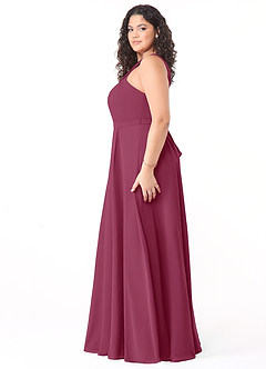 Azazie Dixie Bridesmaid Dresses Mulberry A-Line Halter Pleated Chiffon Dress image8