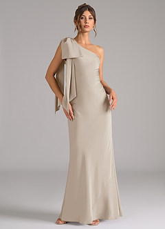 Azazie Capri Bridesmaid Dresses Frost Mermaid One Shoulder Stretch Satin Dress image1