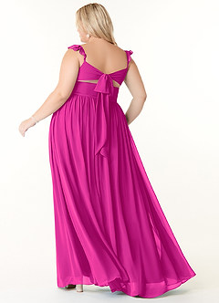 Azazie Metz Bridesmaid Dresses Fuchsia A-Line Sweetheart Ruched Chiffon Dress image8