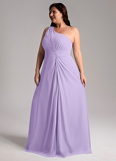 Azazie Brooke Robes de demoiselle d'honneur Robe Trapèze en Mousseline de soie Ue épaule Lilas image12