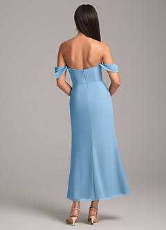 Azazie Saige Bridesmaid Dresses Steel Blue Sheath Off the Shoulder Chiffon Convertible Dress image5