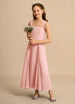 Azazie Tater Junior Formal vestidos de niña de las flores Vestido de Rosetón de Gasa de Corte En A con Plisado image6