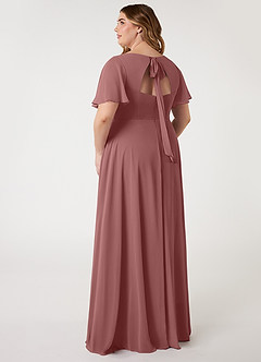 Azazie Kimber Bridesmaid Dresses Desert Rose A-Line Flounce Sleeve Chiffon Dress image8