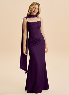 Azazie Sorrel Junior Robe Sirène en Satin extensible Drapé Grain De Raisin image5