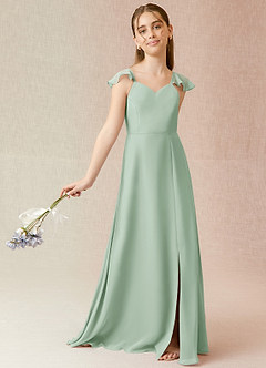 Azazie Everett Junior Agave A-Line Chiffon Dress image2